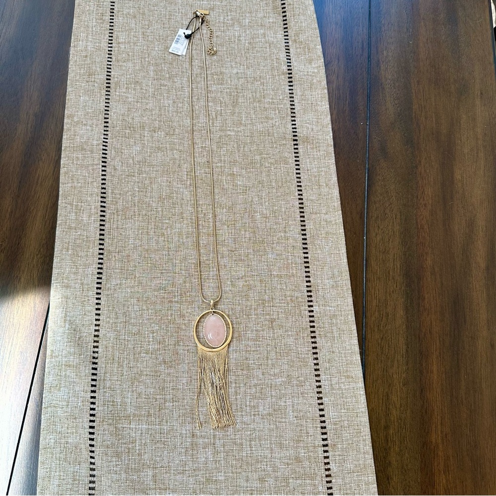 White House Black Market Gold and Pink Key Charm Necklace